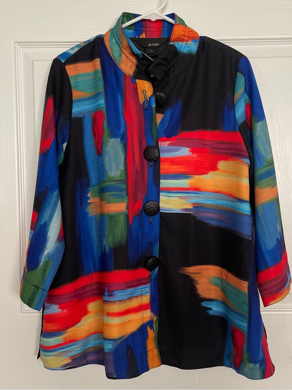 NWT Ali Miles Multicolor Brushstroke Lightweight Coat